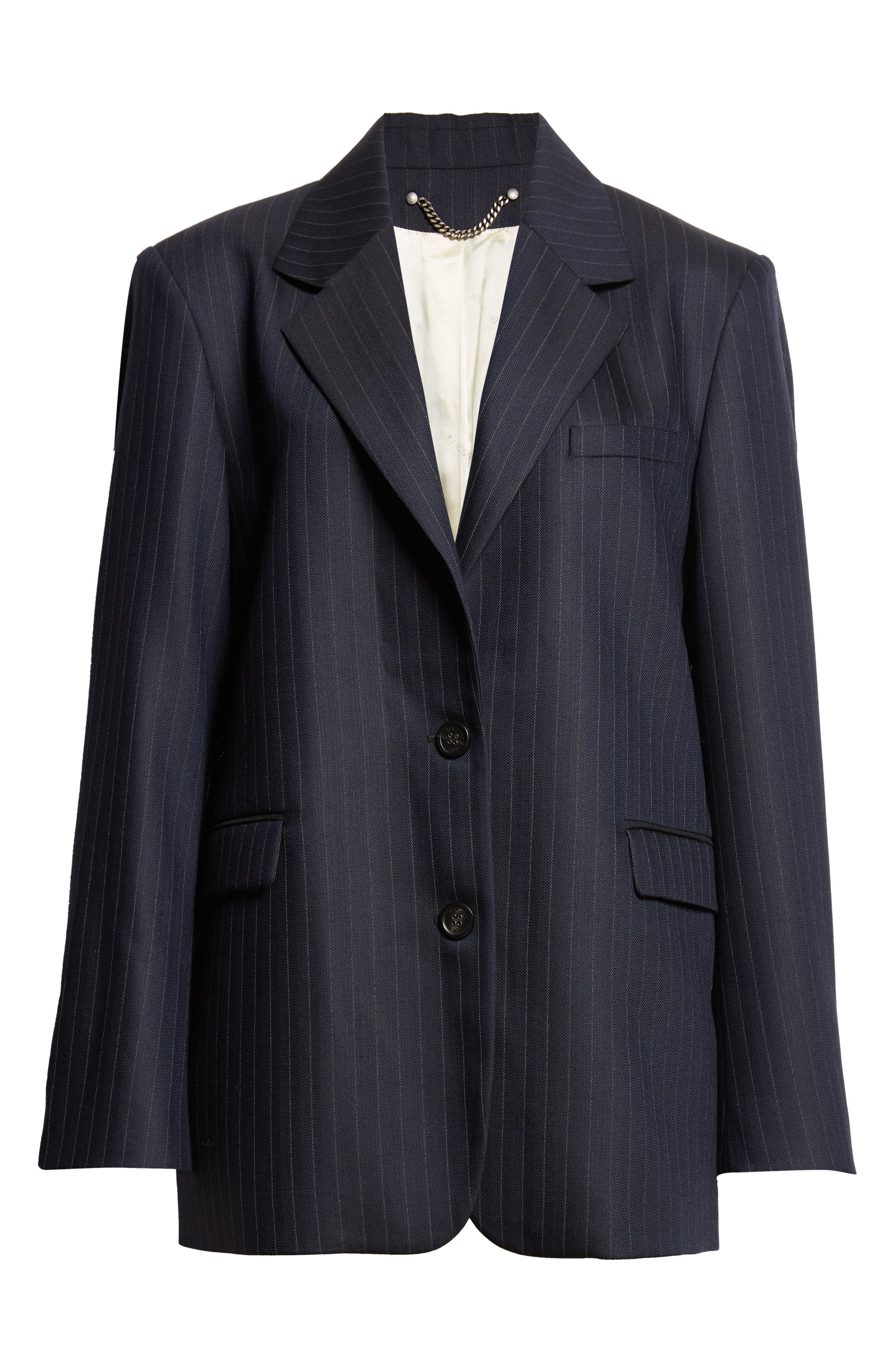 Golden Goose Journey Pinstripe Wool Blend Blazer in Dark Navy at Nordstrom - 7