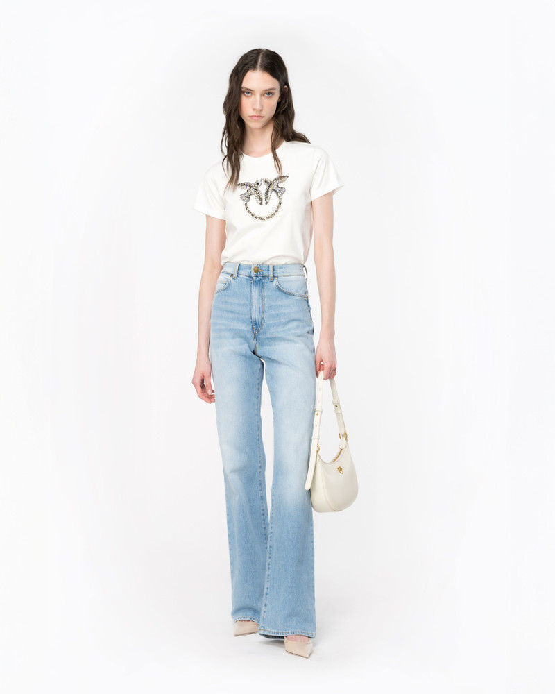 PINKO T-SHIRT WITH LOVE BIRDS EMBROIDERY outlook