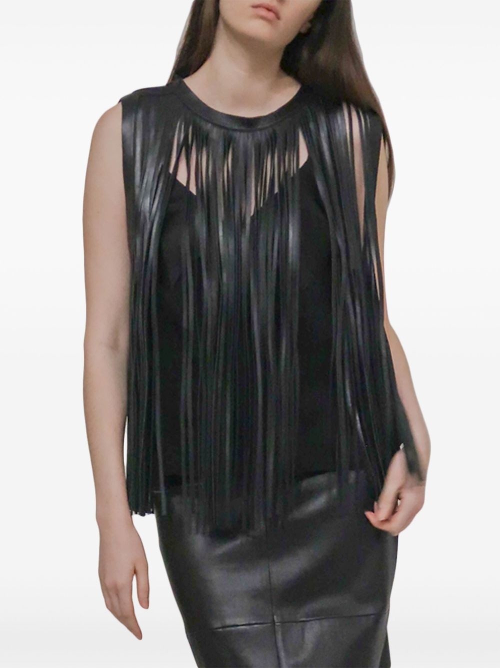 fringe leather top - 5