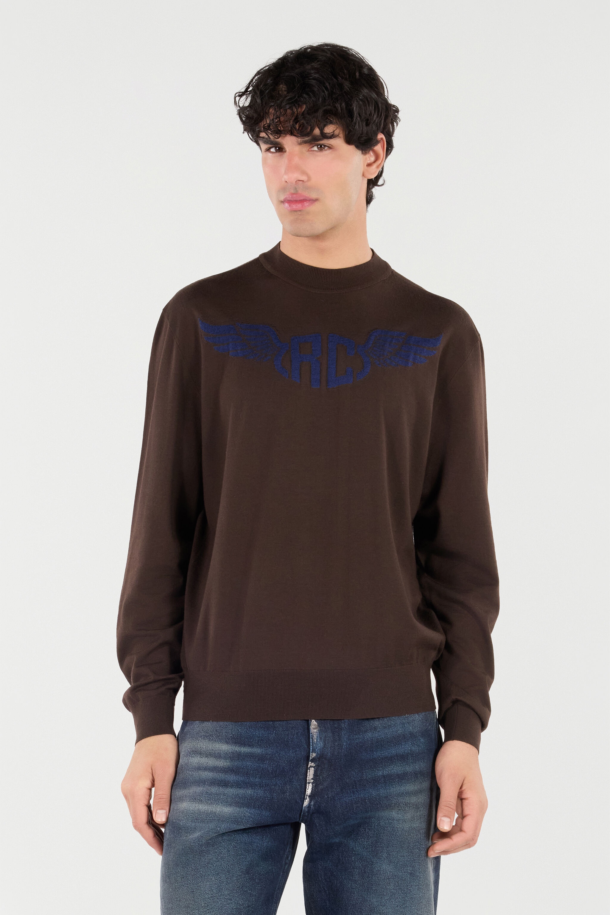Wool Sweater With Winged Logo - 3