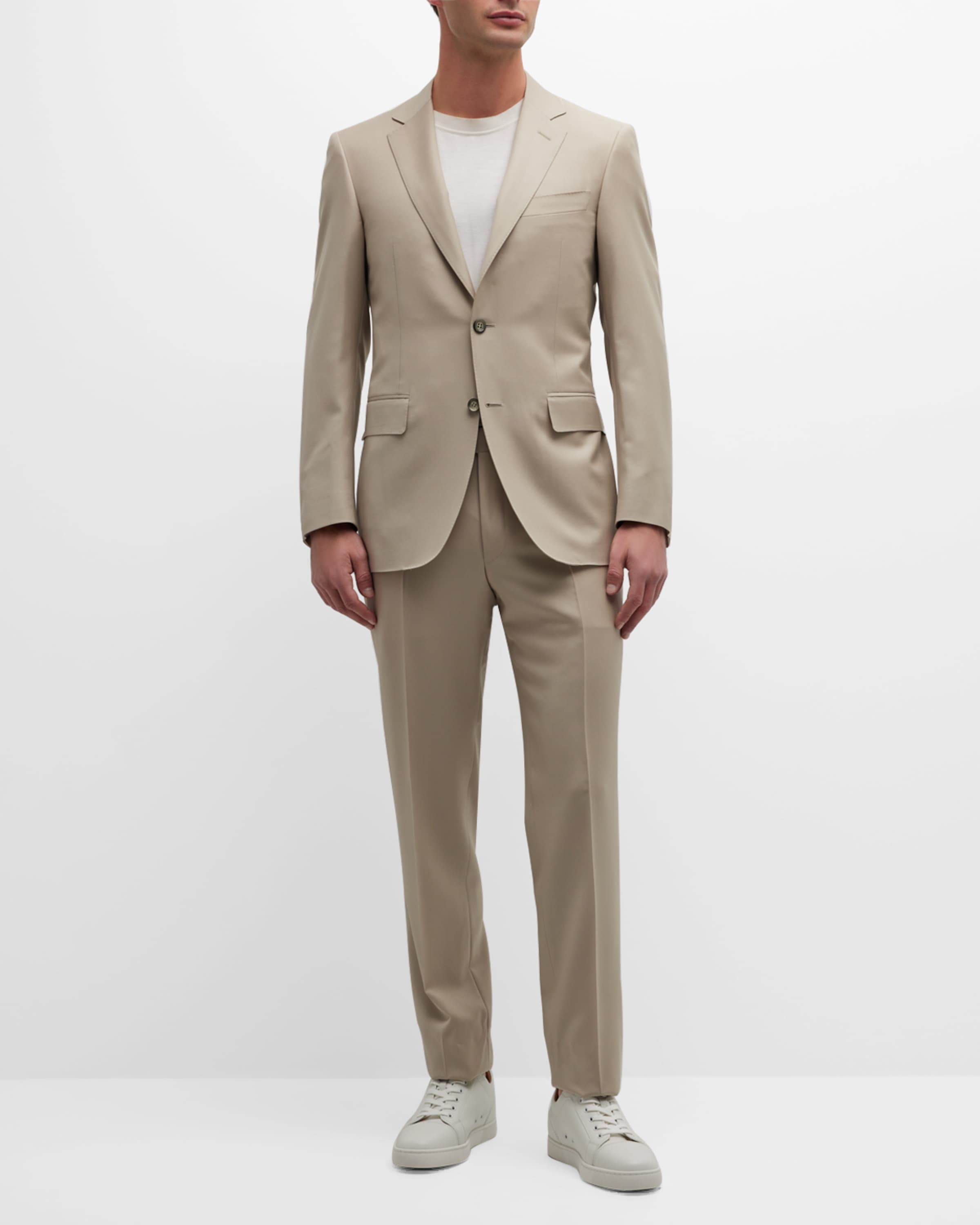 Canali satin-trim single-breasted suit - Blue