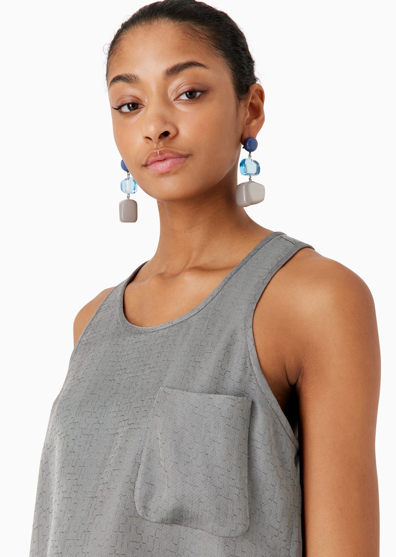 ASV top in a Lyocell and silk blend with a geometric micro motif - 5