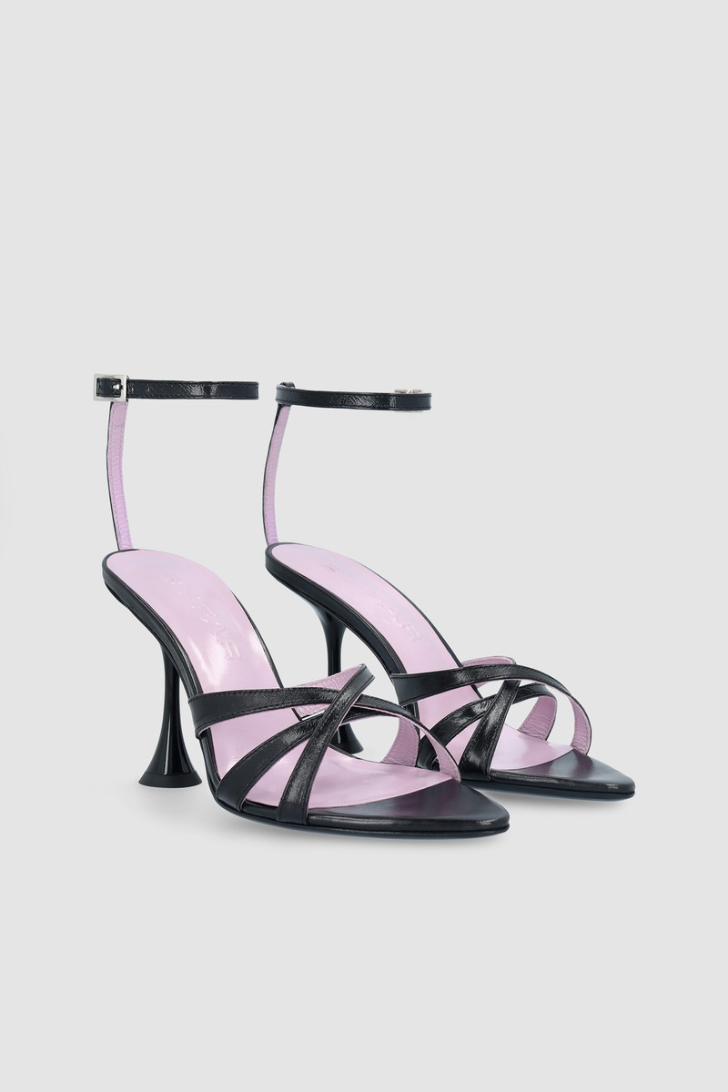 BY FAR Juliette Black Creased Leather Sandal outlook