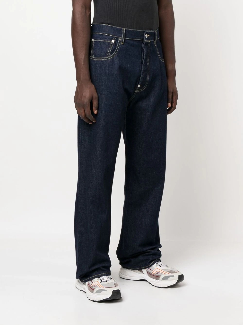 straight leg logo-patch jeans - 3