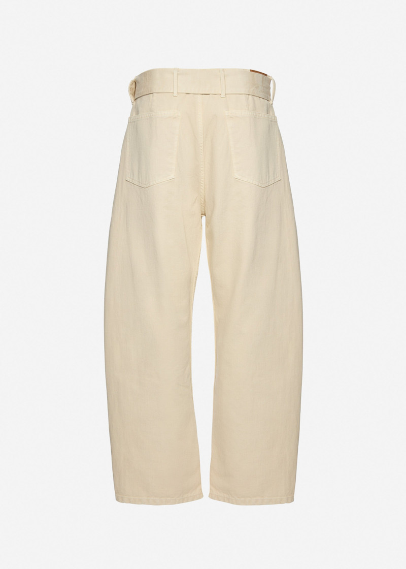 MAGDA BUTRYM Belted wide-leg denim trousers in beige outlook