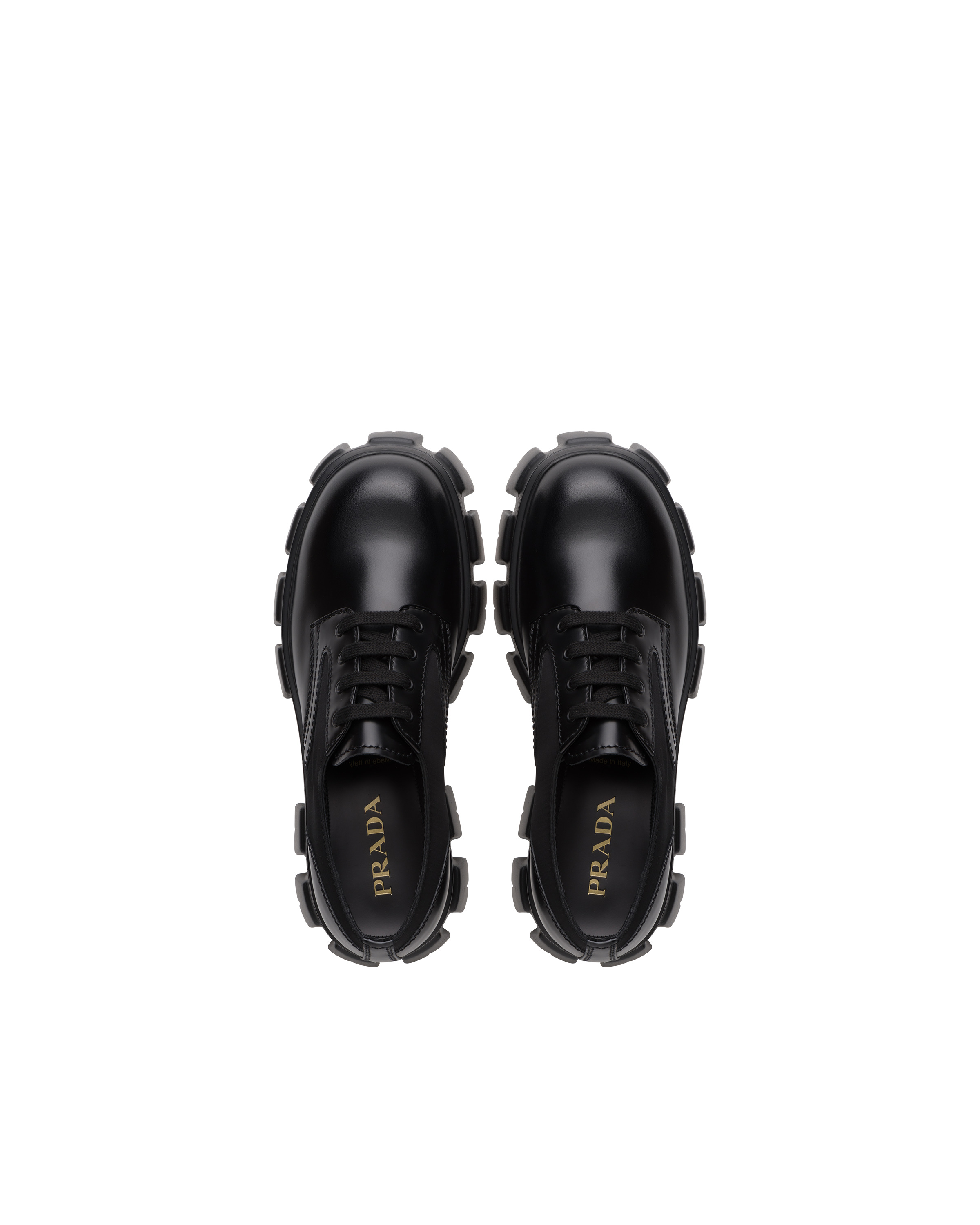Prada Monolith brushed leather and nylon lace-up shoes - 4