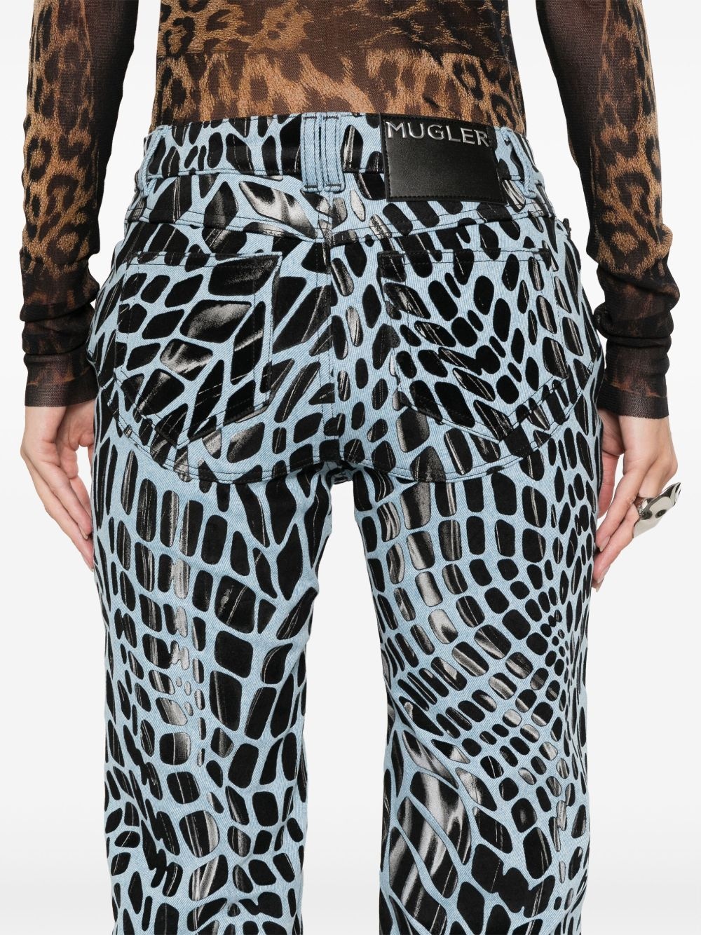 velvet-print straight-leg jeans - 5