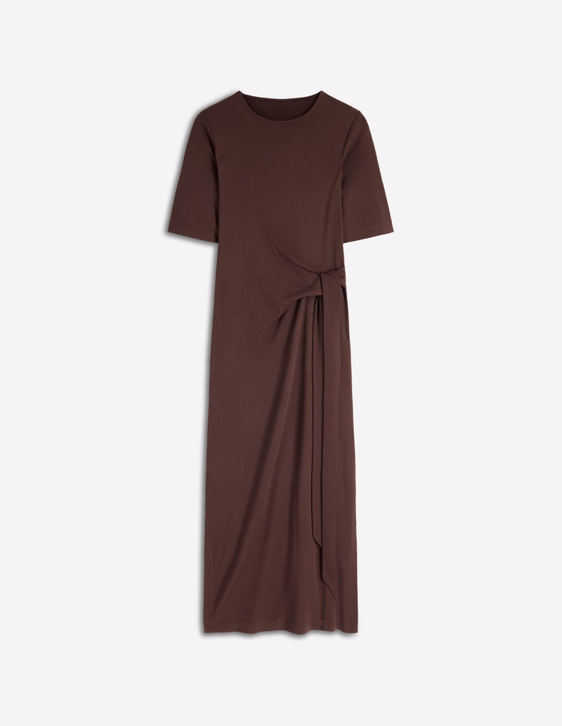 Zinnia Tie Ponte Midi Dress-Espresso 1