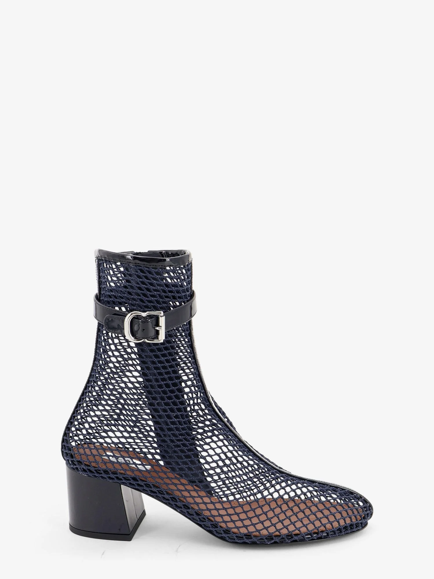 Fishnet 55 Mesh And Patent Leather Boots - 1