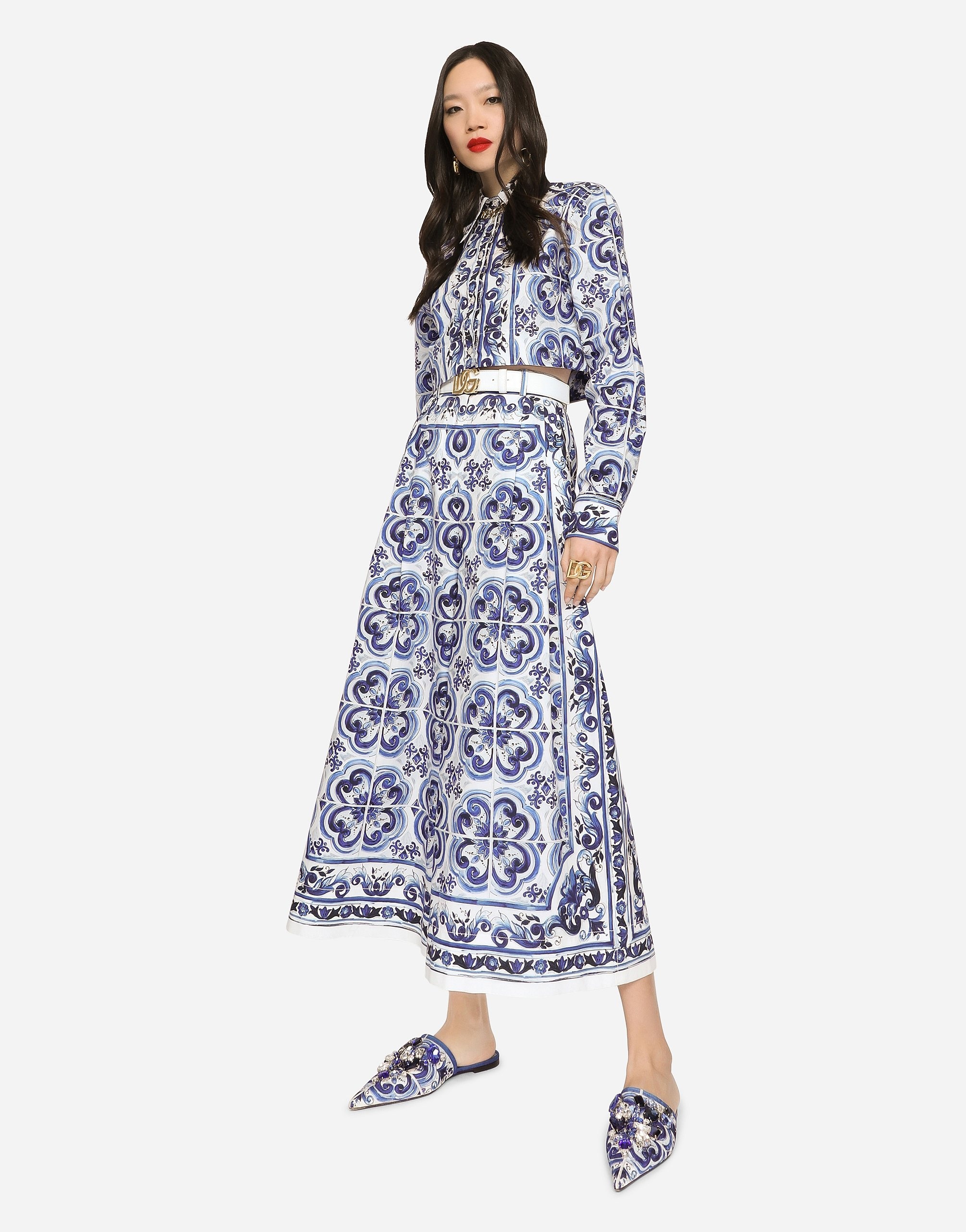 Majolica-print poplin culottes - 5
