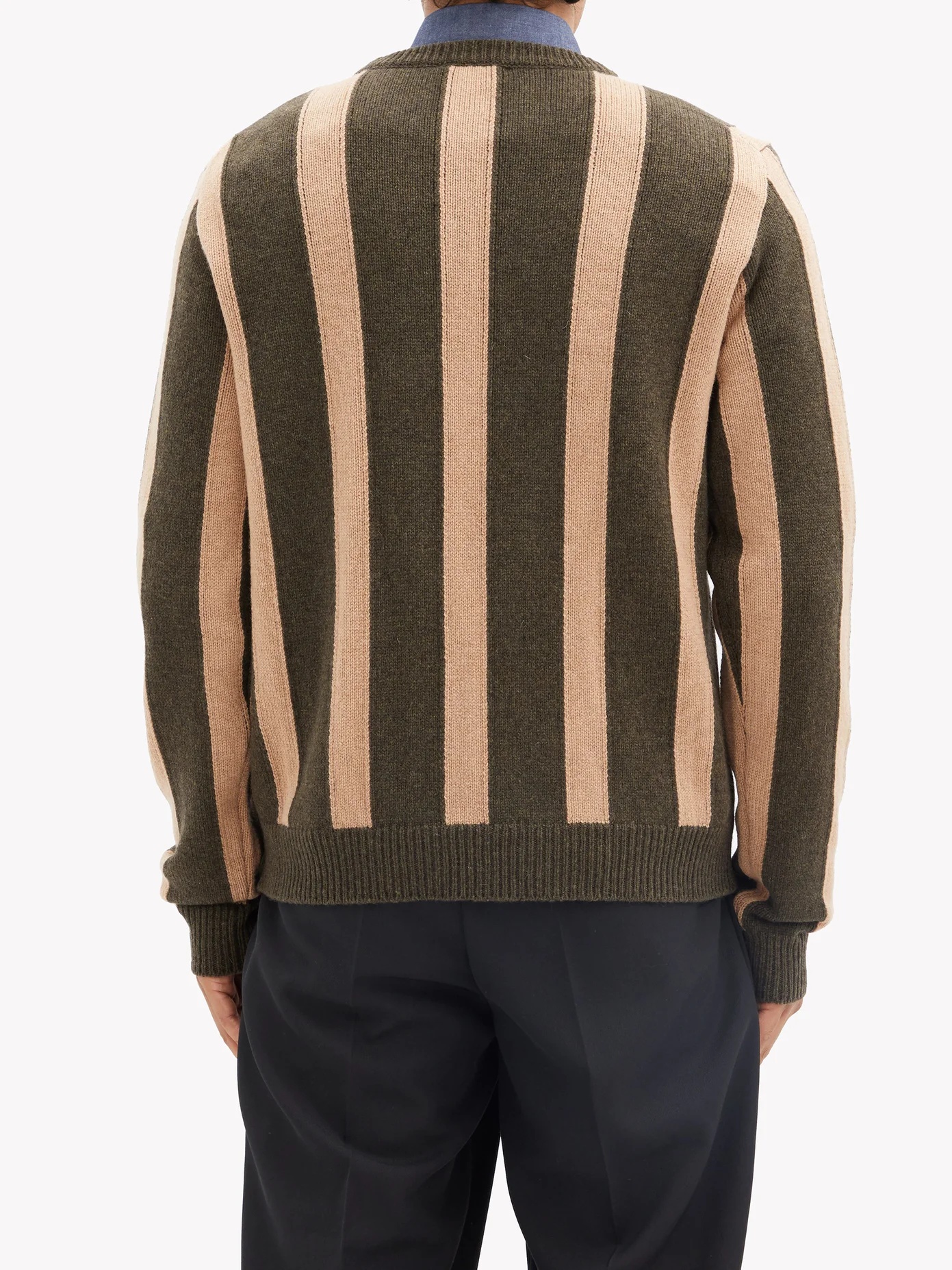 Fox Head-intarsia striped wool sweater - 5