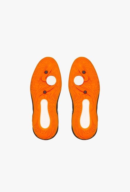 White, black and orange gummy leather and mesh B-Runner sneakers - 5