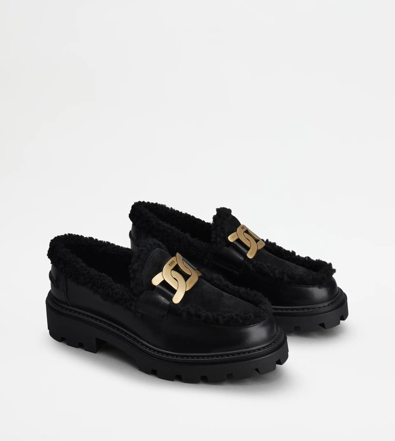 KATE LOAFERS IN LEATHER AND SHEEPSKIN - BLACK 3
