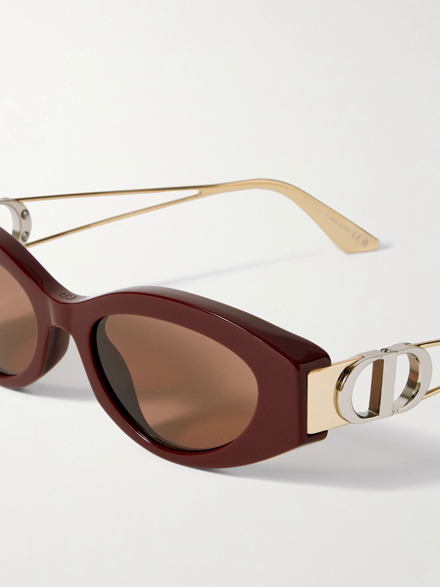30Montaigne B6I cat-eye acetate and gold- and silver-tone sunglasses Red - 4