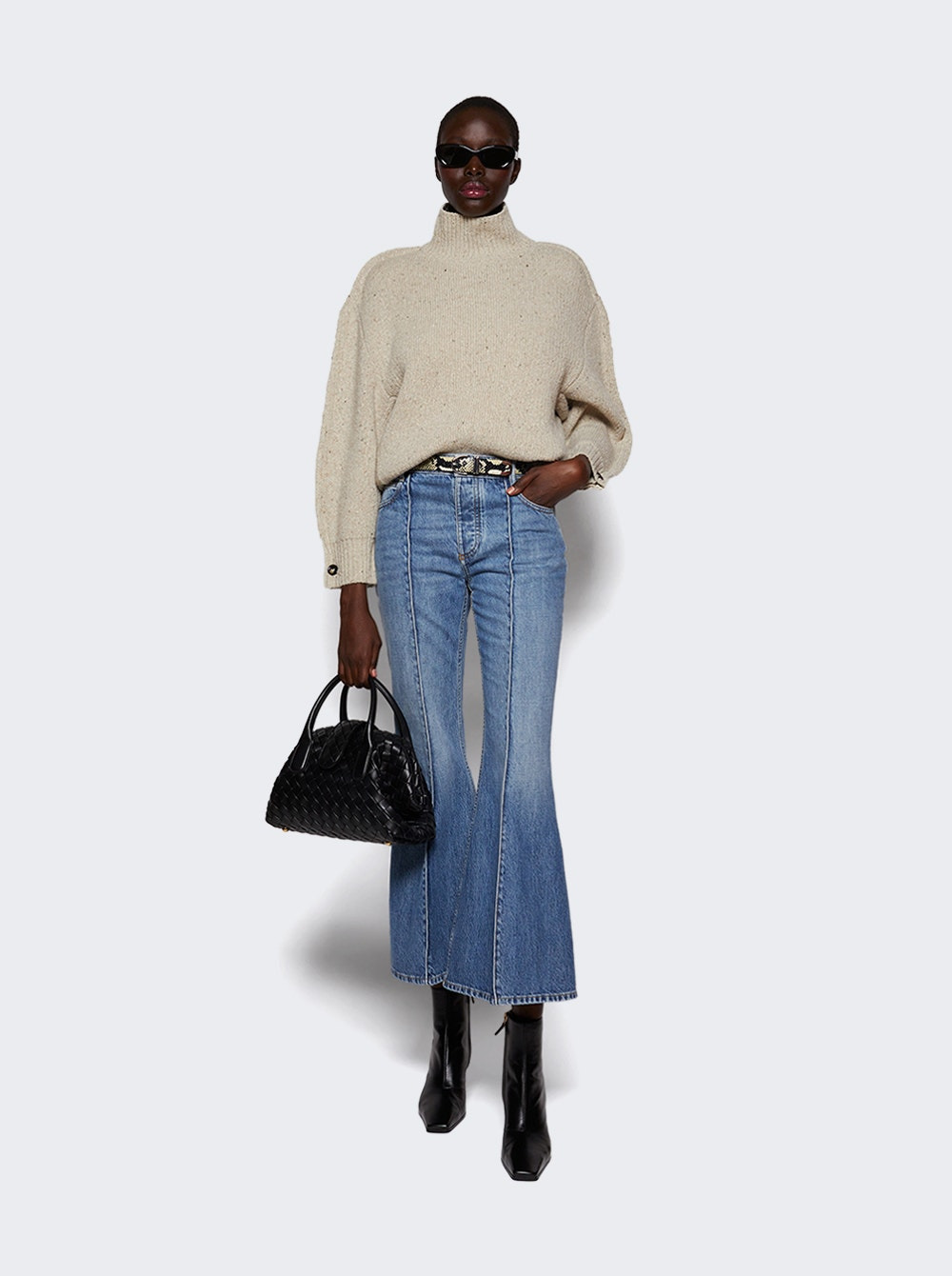 Textured Cocoon Sweater Bone Melange - 2