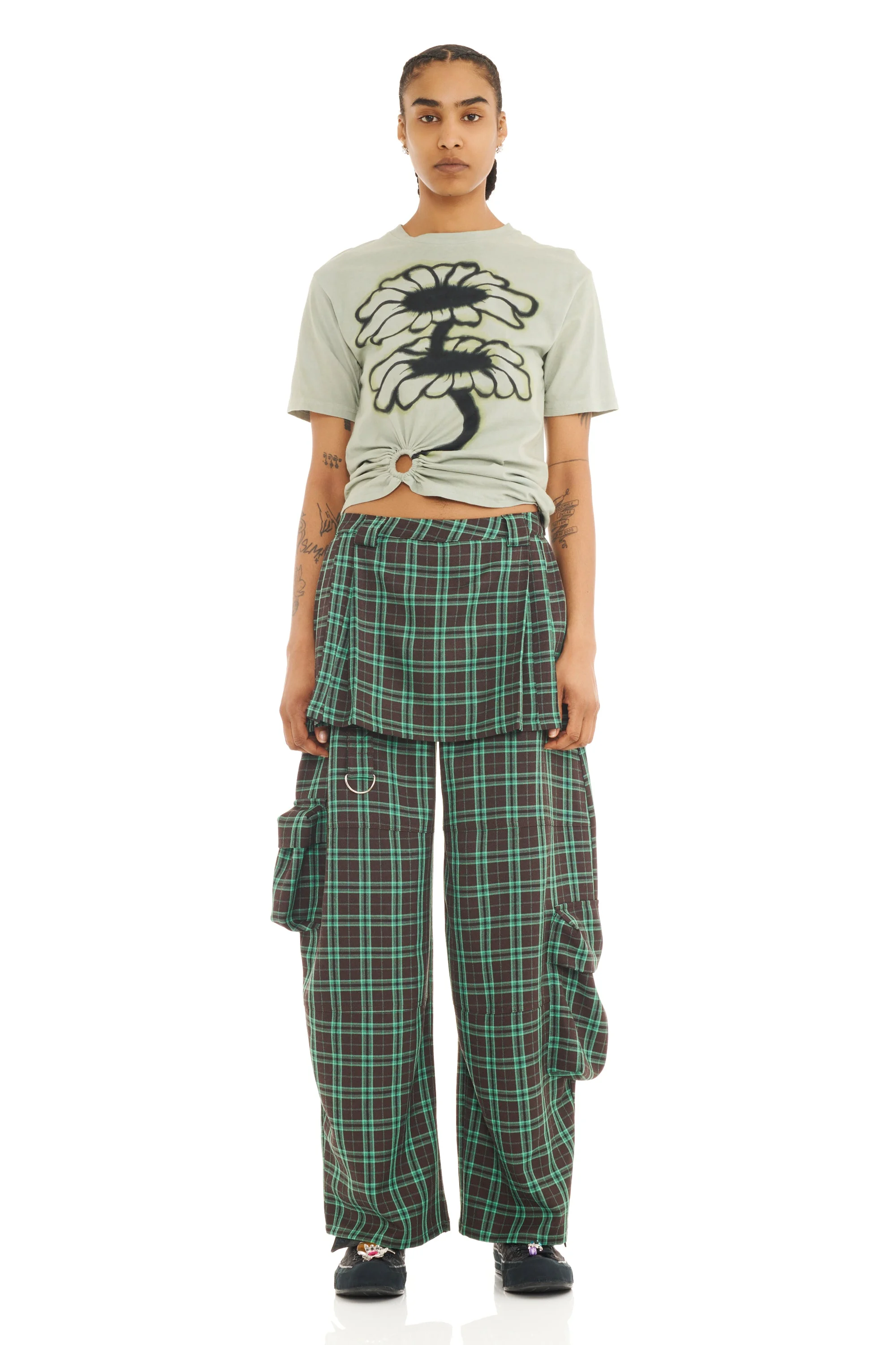 OLIVE TWIN FLOWERS RING TEE - 1