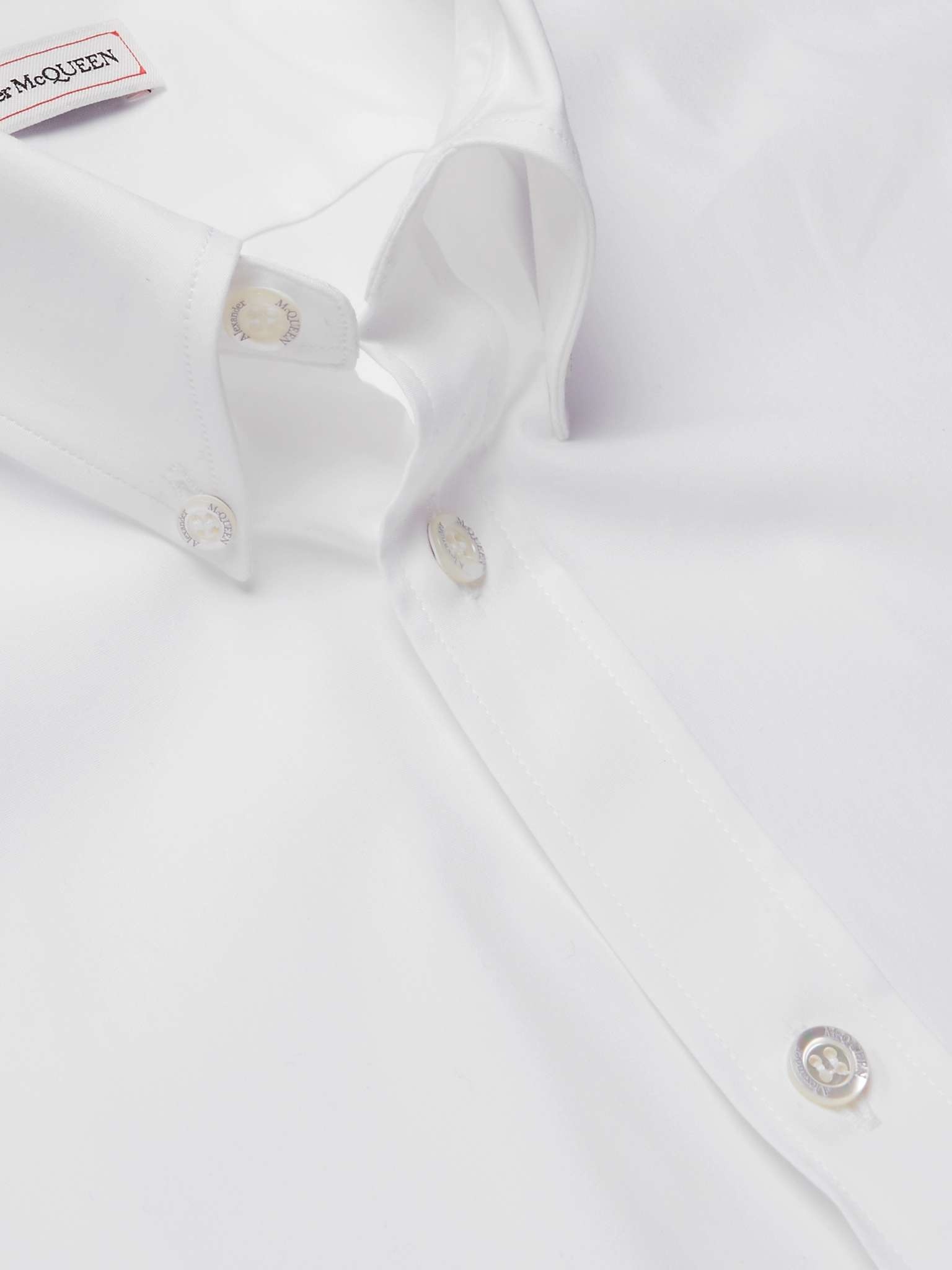 Button-Down Collar Logo-Trimmed Stretch-Cotton Poplin Shirt - 5