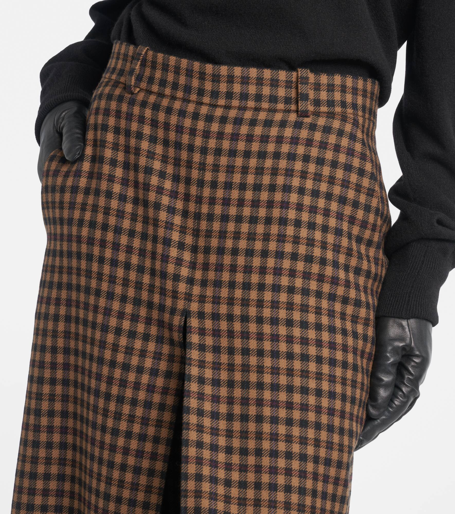 Gingham mid-rise wool culottes - 4