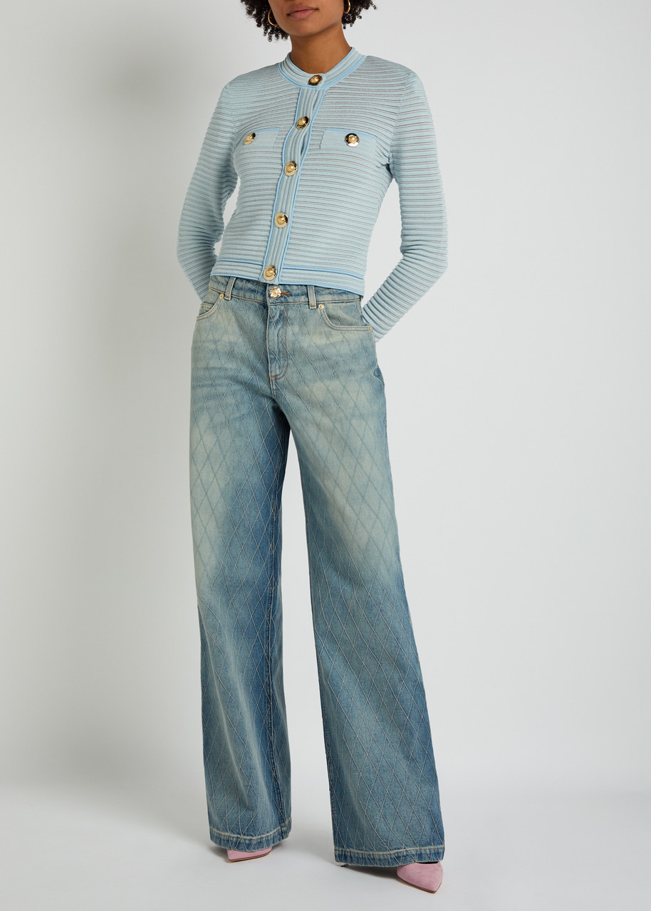 Balmain Embroidered Wide-leg Jeans - 4