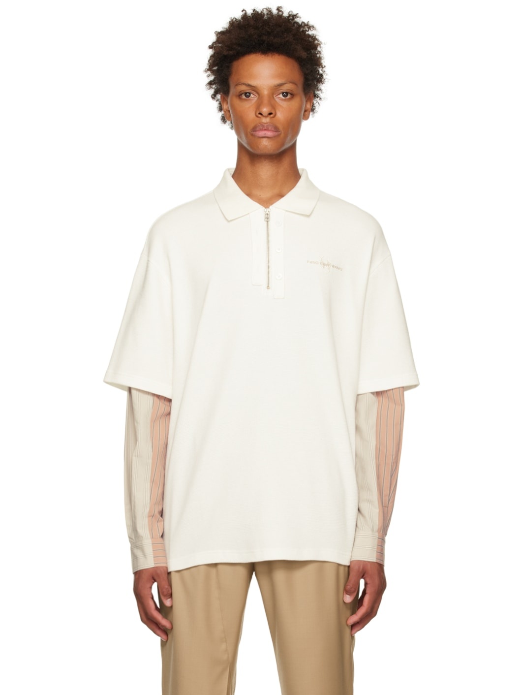 White Paneled Polo - 1