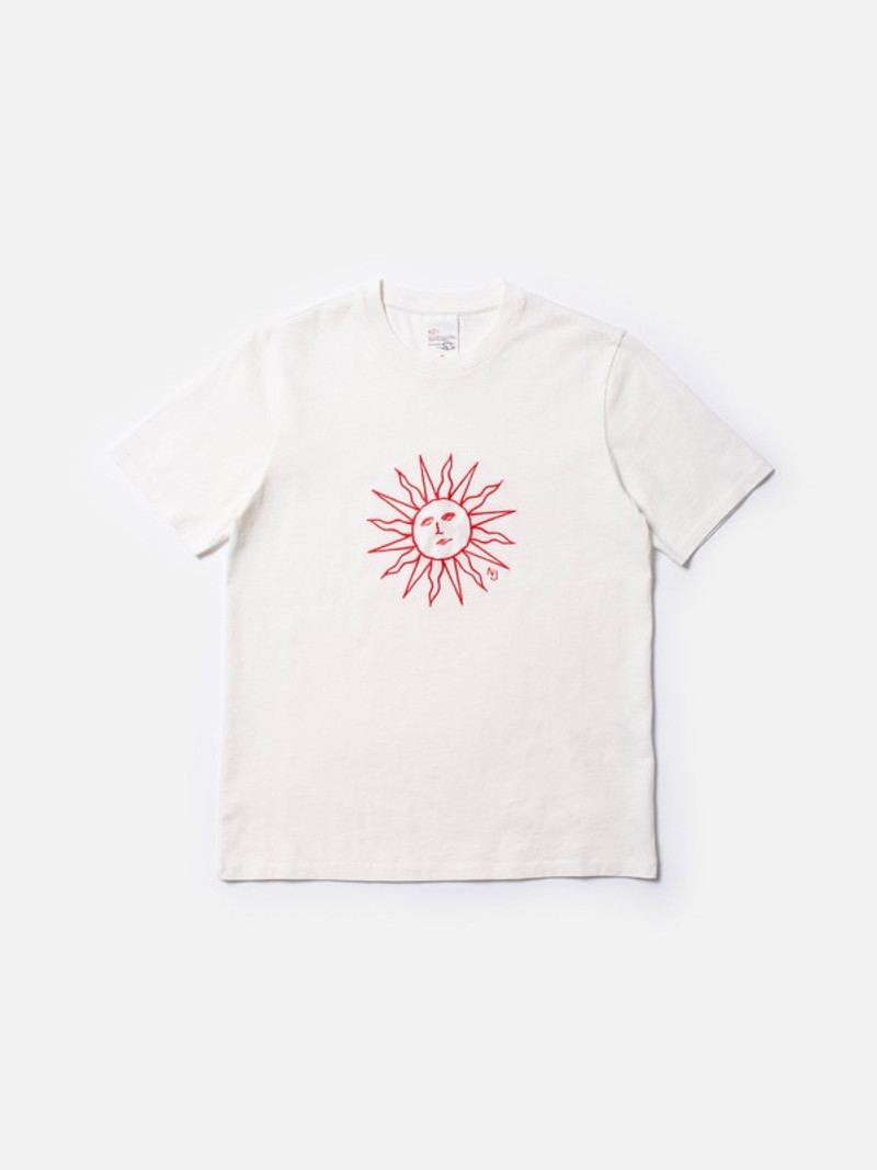 Nudie Jeans Joni Embroidery Sun T-Shirt Offwhite outlook