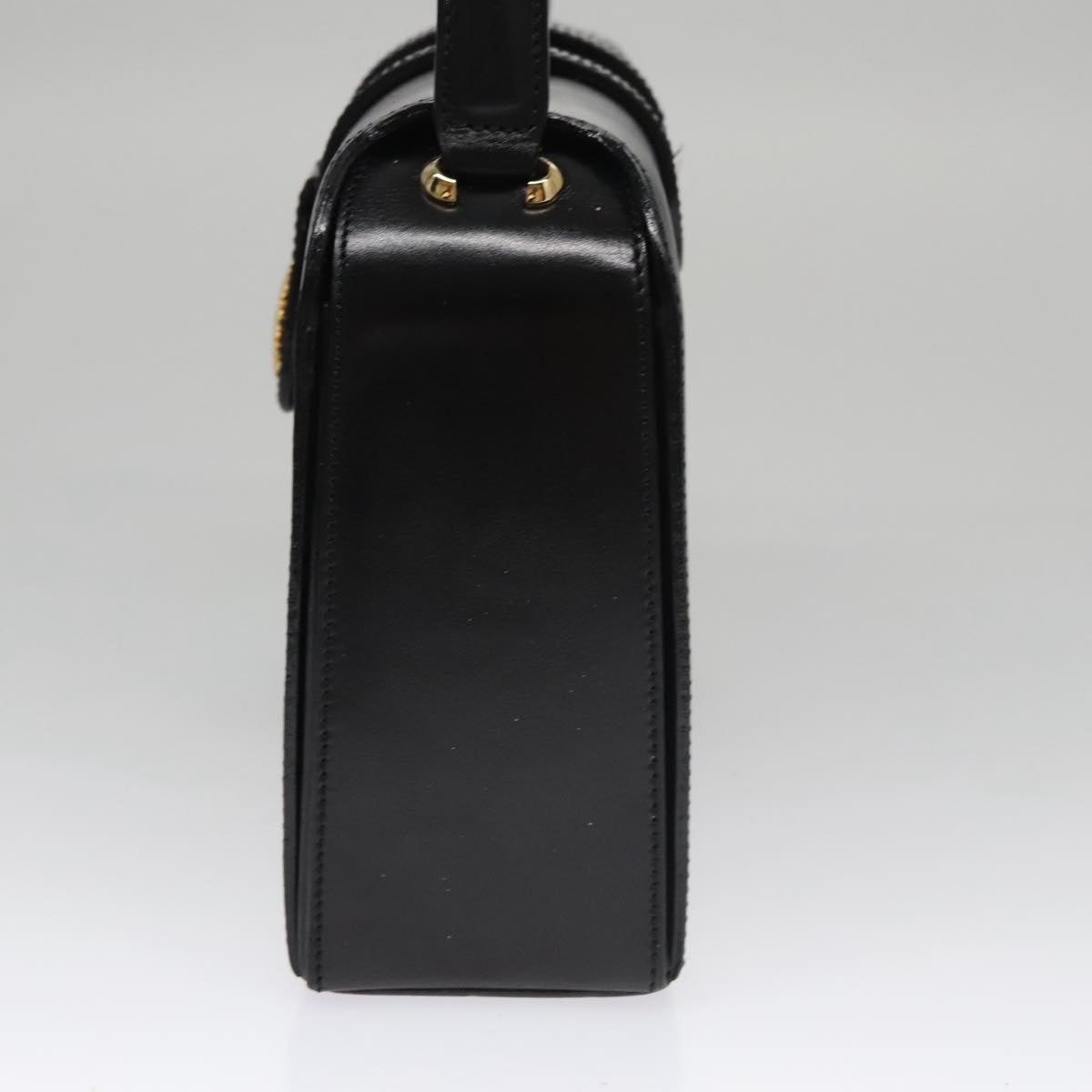 CELINE Hand Bag Leather Black Gold - 4