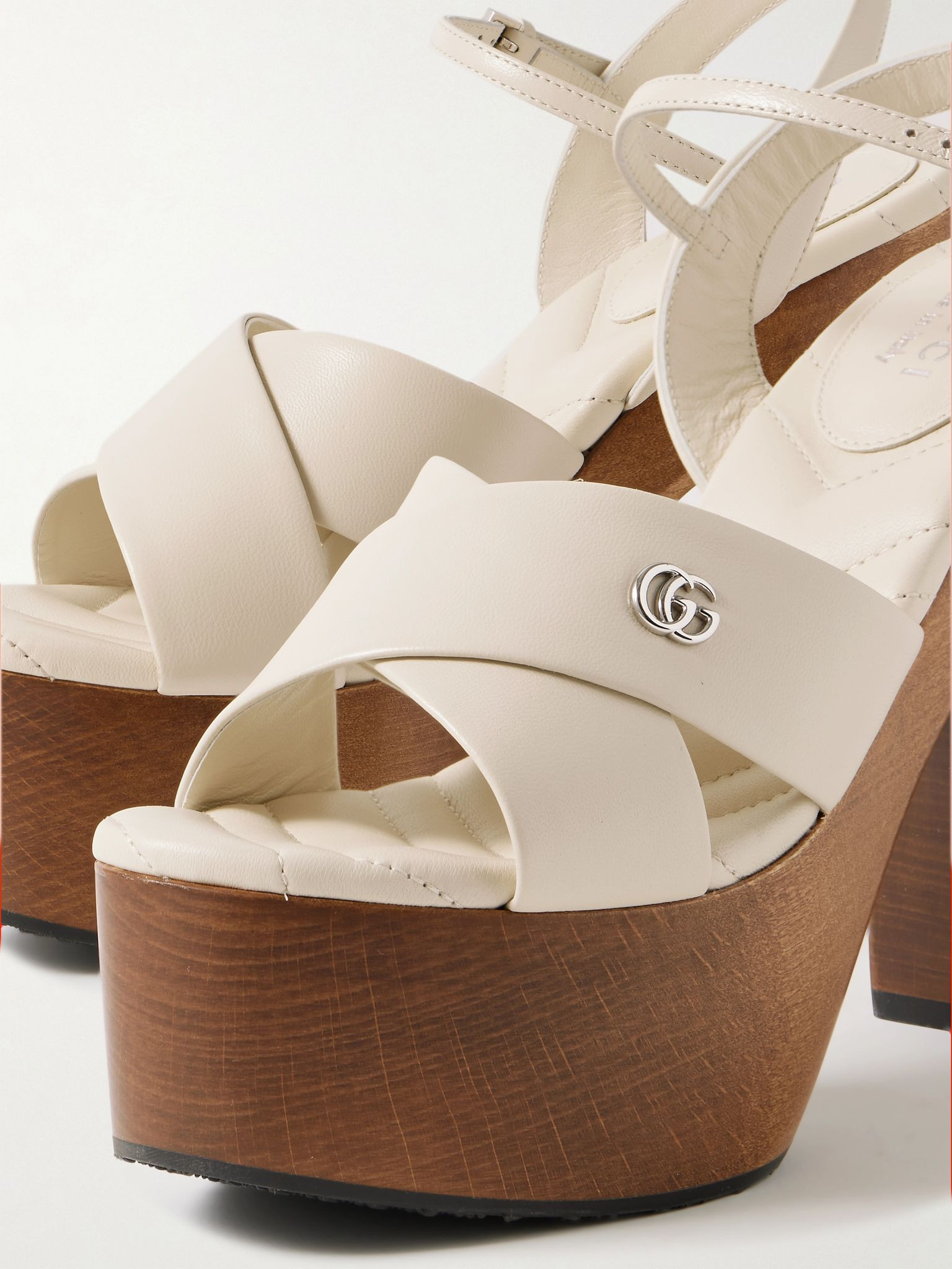 New Marmont GG logo-embellished leather platform sandals Cream - 4