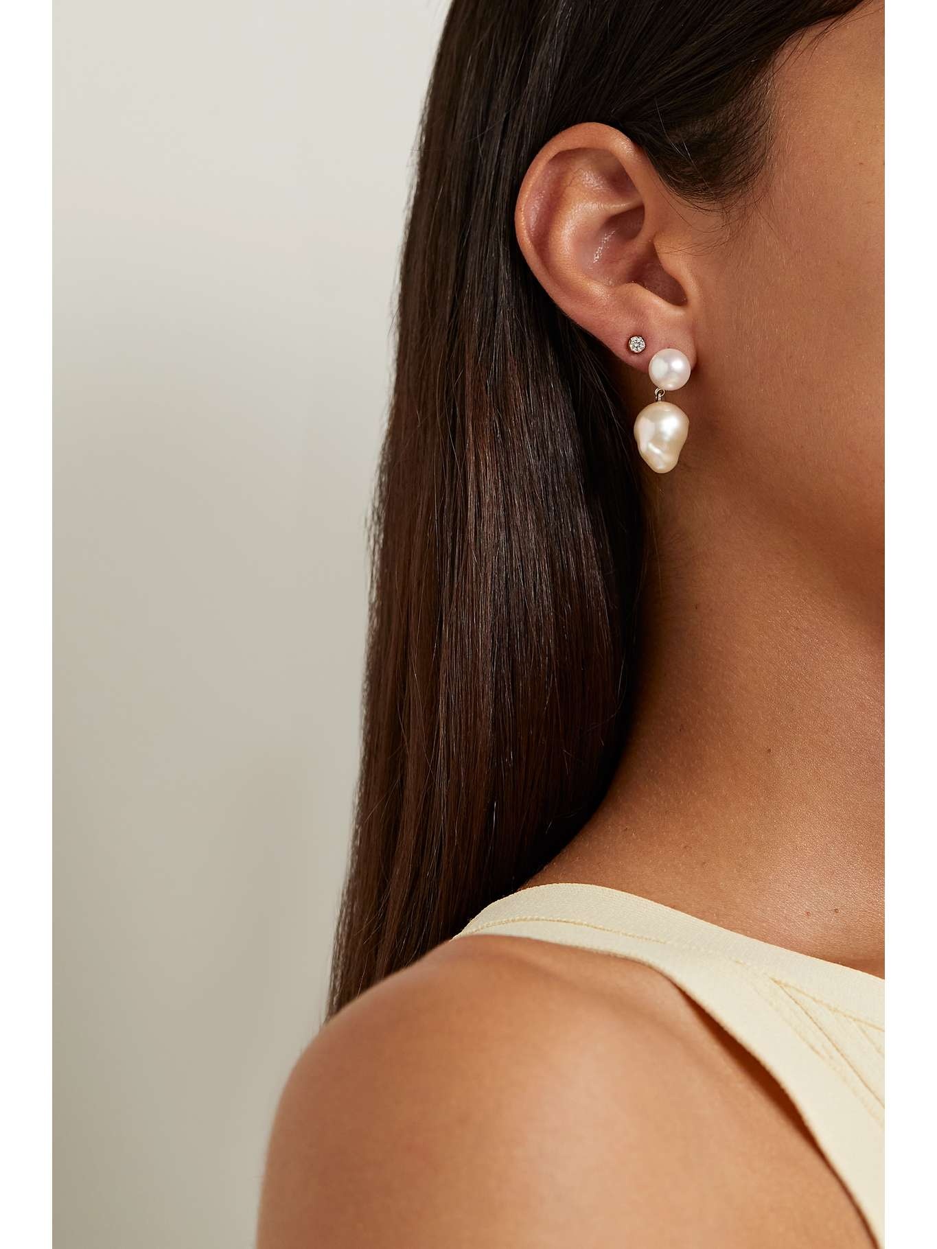 Venus Rose 14-karat gold pearl earrings Gold - 5