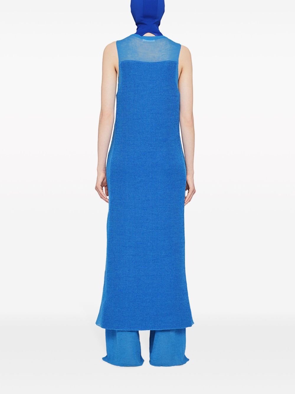 semi-sheer knit long dress - 4