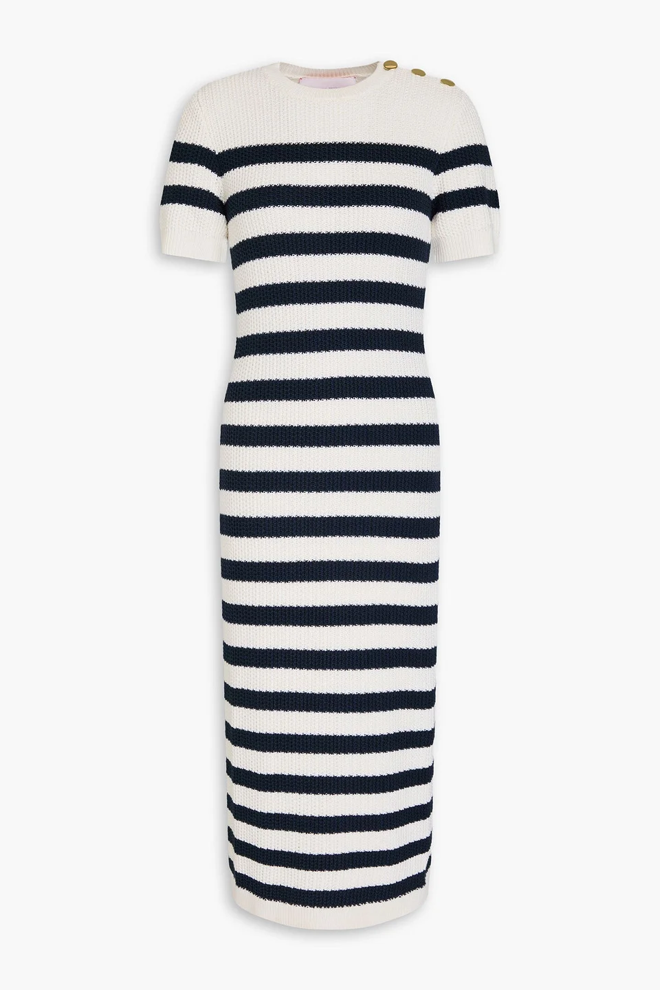 Striped silk and cotton-blend midi dress - 1