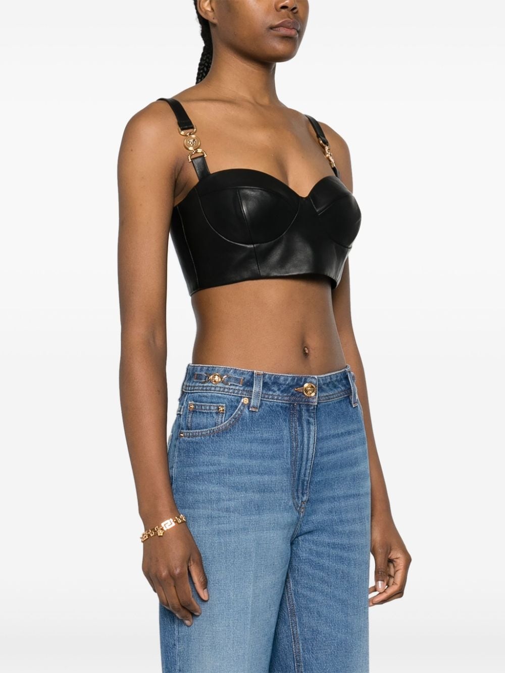 Medusa '95 leather bustier top - 3