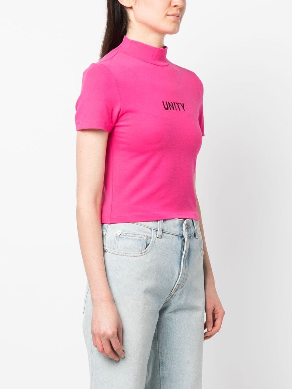 logo-print high-neck T-shirt - 3