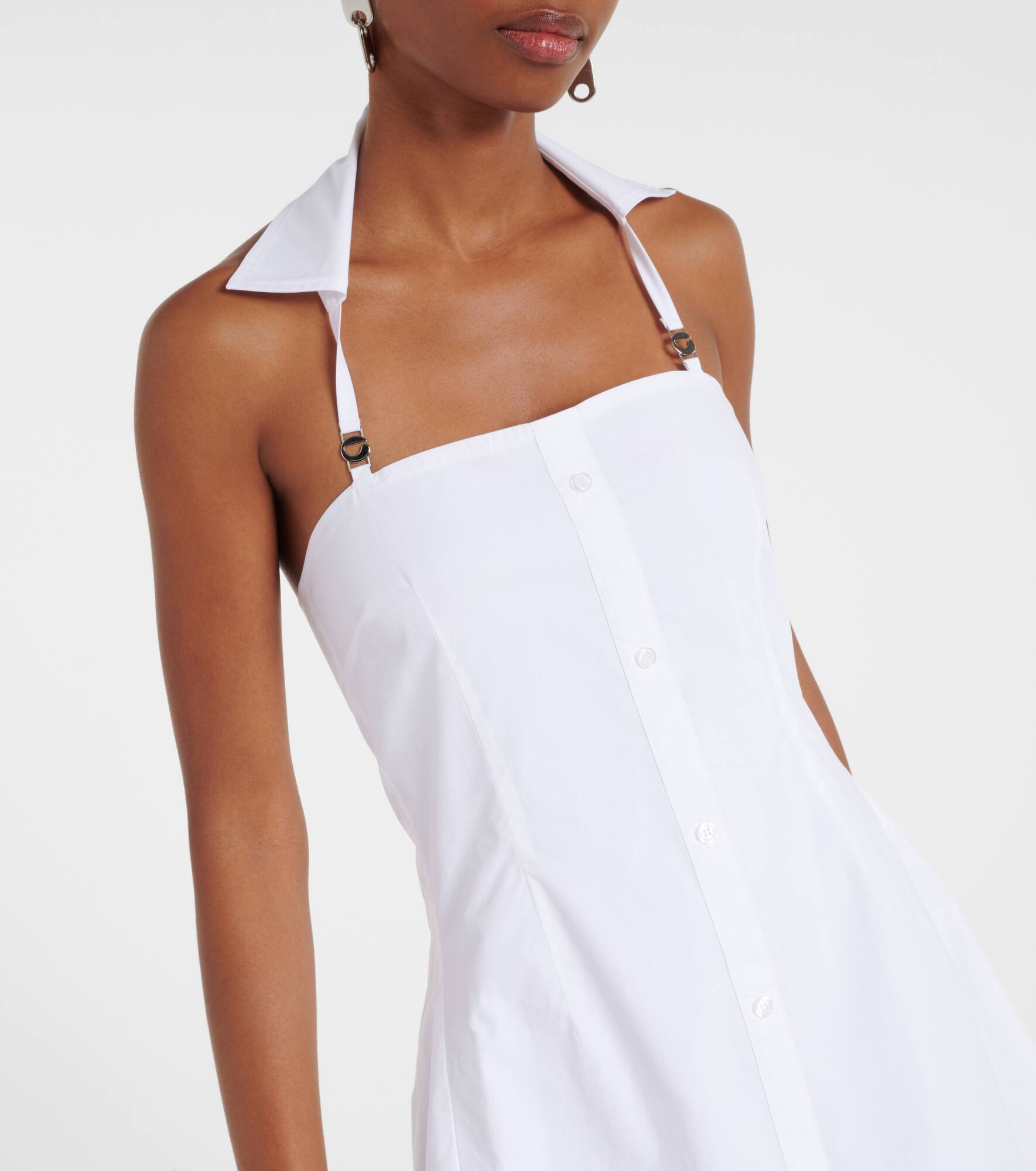 Halterneck cotton minidress - 4