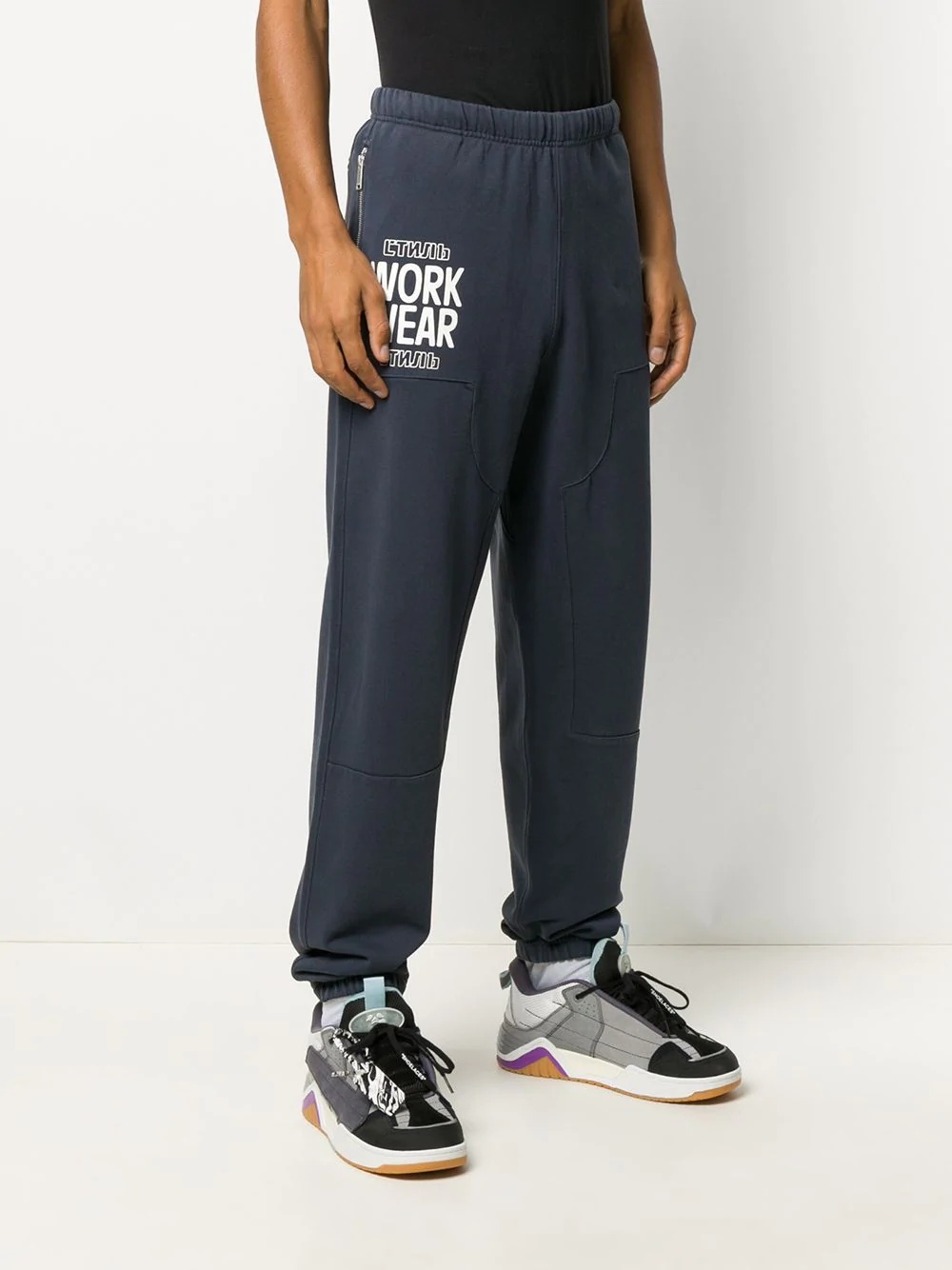 slogan print track pants - 3