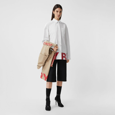 Burberry Logo Print Cotton Oversized Shirt outlook