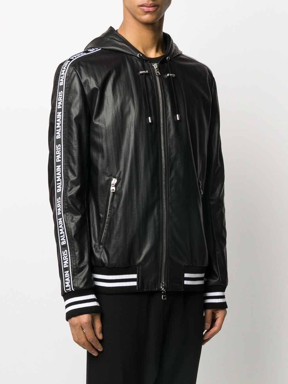 logo stripe hooded jacket - 3