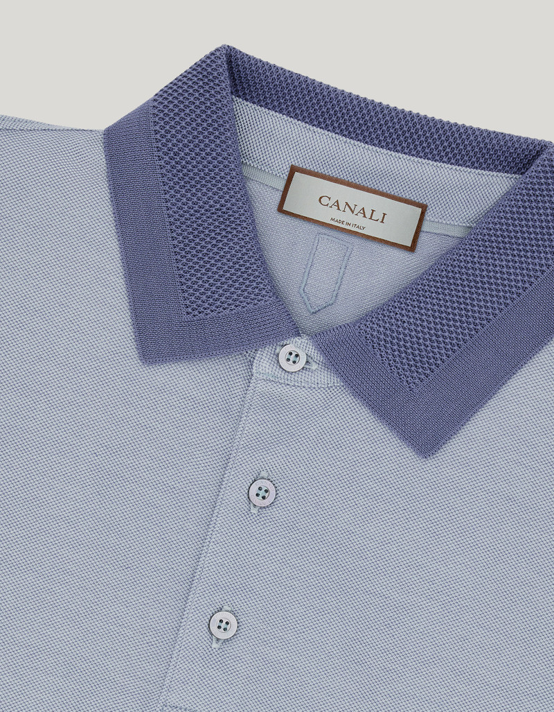 BRIANZA GREEN AND GRAY PURE COTTON POLO SHIRT WITH SAIL COLLAR 4