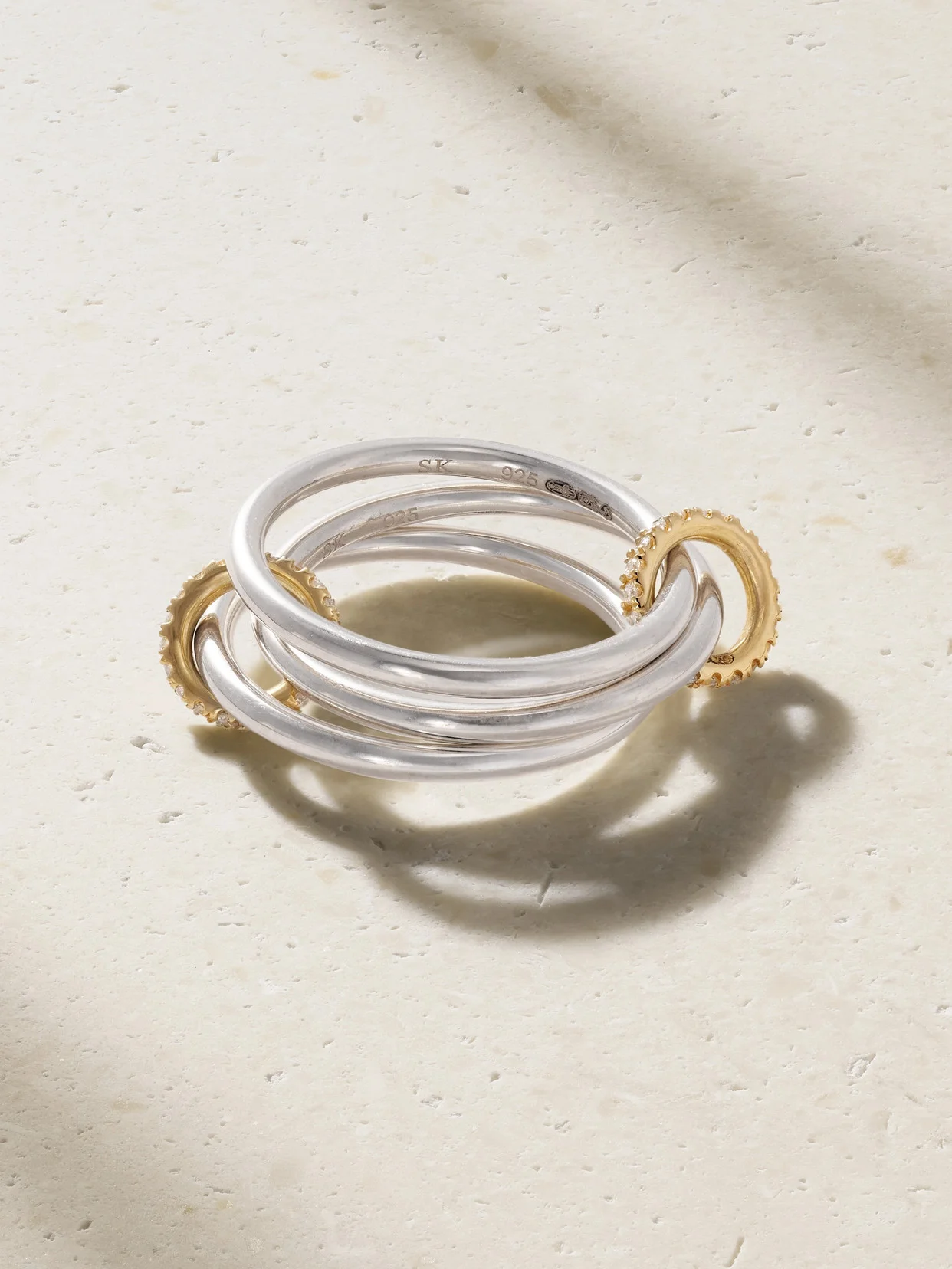 Solarium Sterling Silver, 18-karat Gold And Diamond Ring - 1
