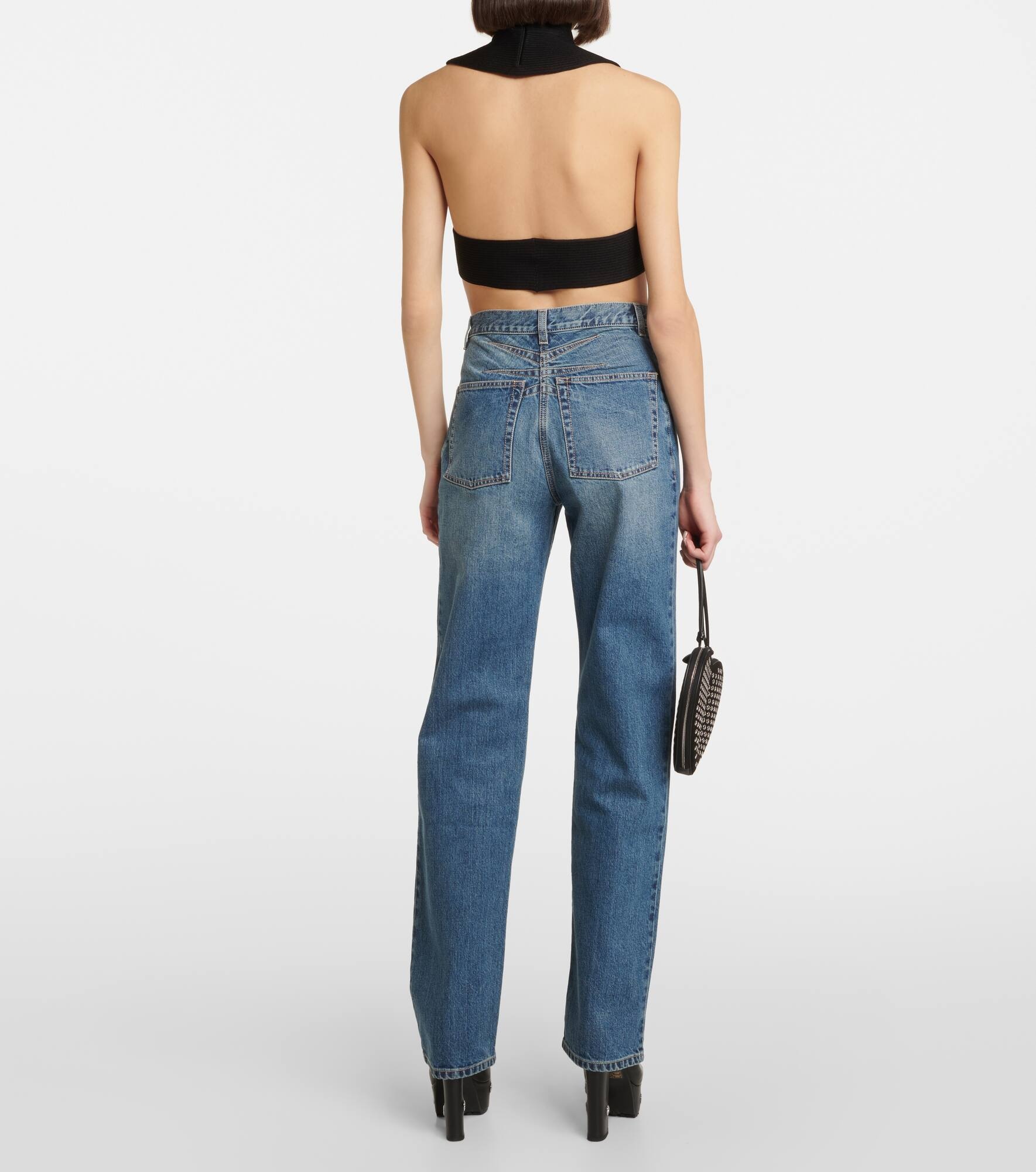 Ribbed-knit halterneck crop top - 3