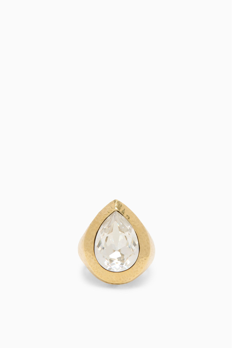 ULLA JOHNSON Eula Crystal Pear Signet Ring outlook
