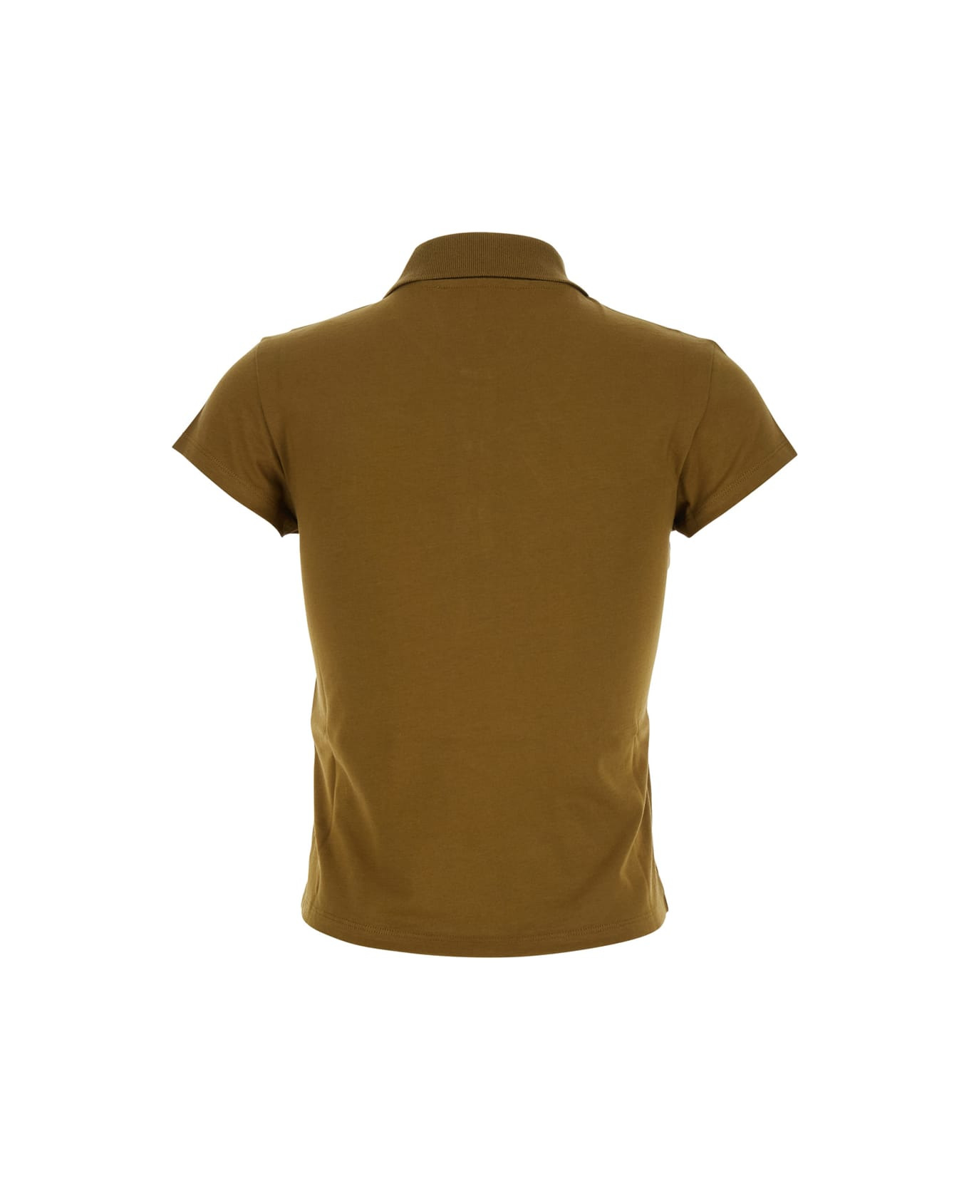 Green Polo Shirt With Classic Collar And Logo Lettering Embroidery On The Front In Cotton Jersey Wom - 2