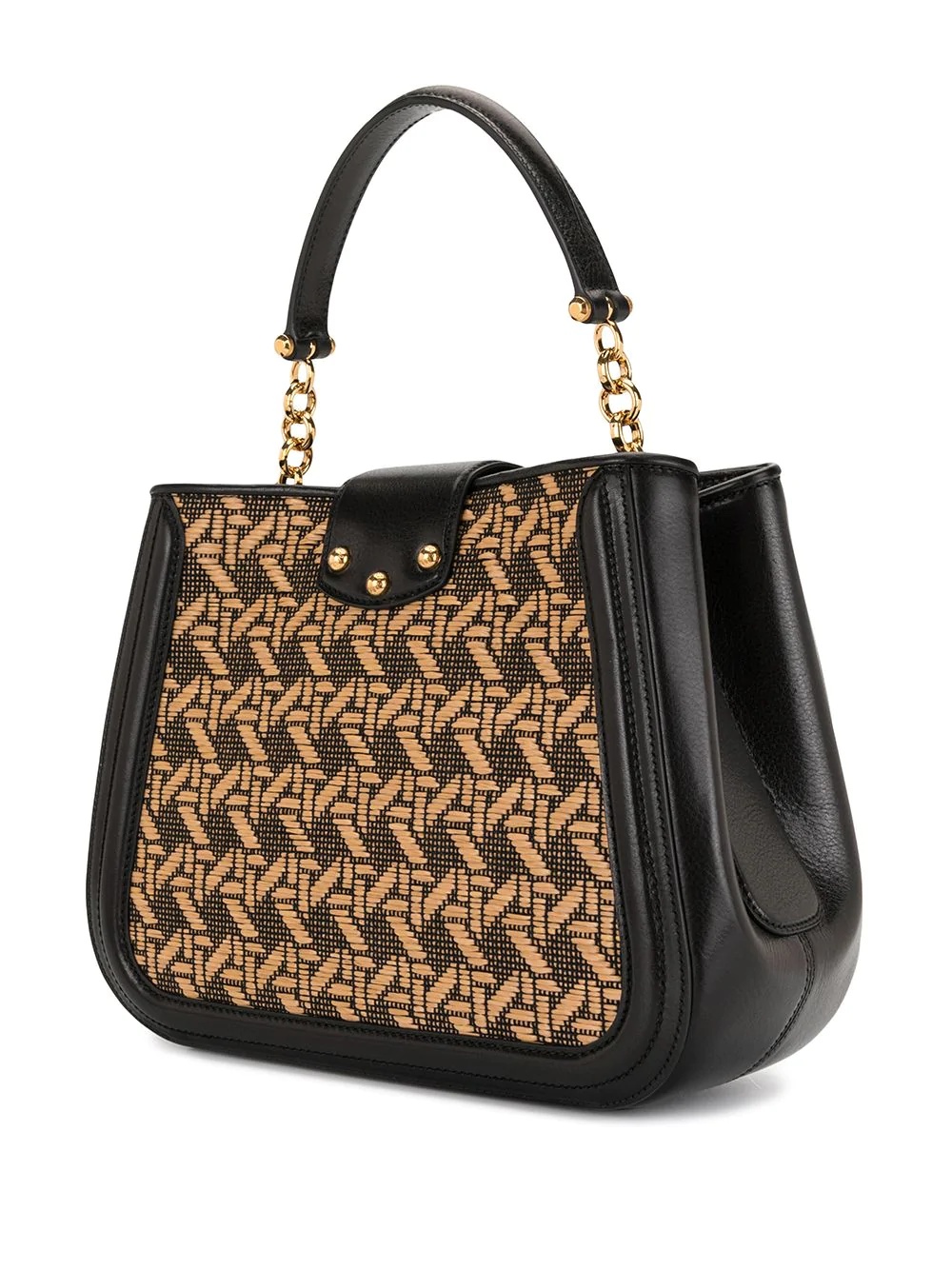 jacquard top handle handbag - 3