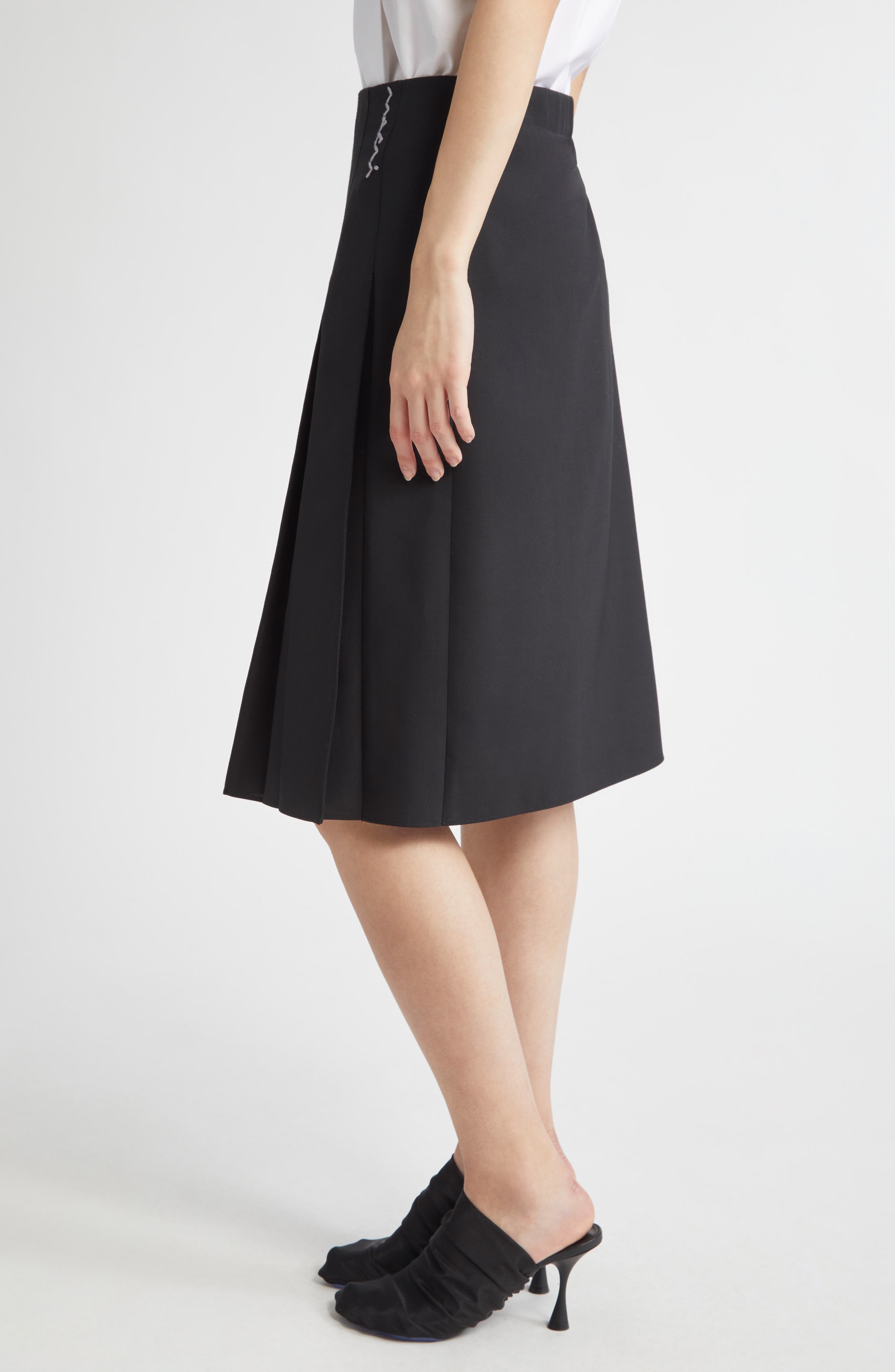 Marni Pleated Front Skirt in Black at Nordstrom - 4
