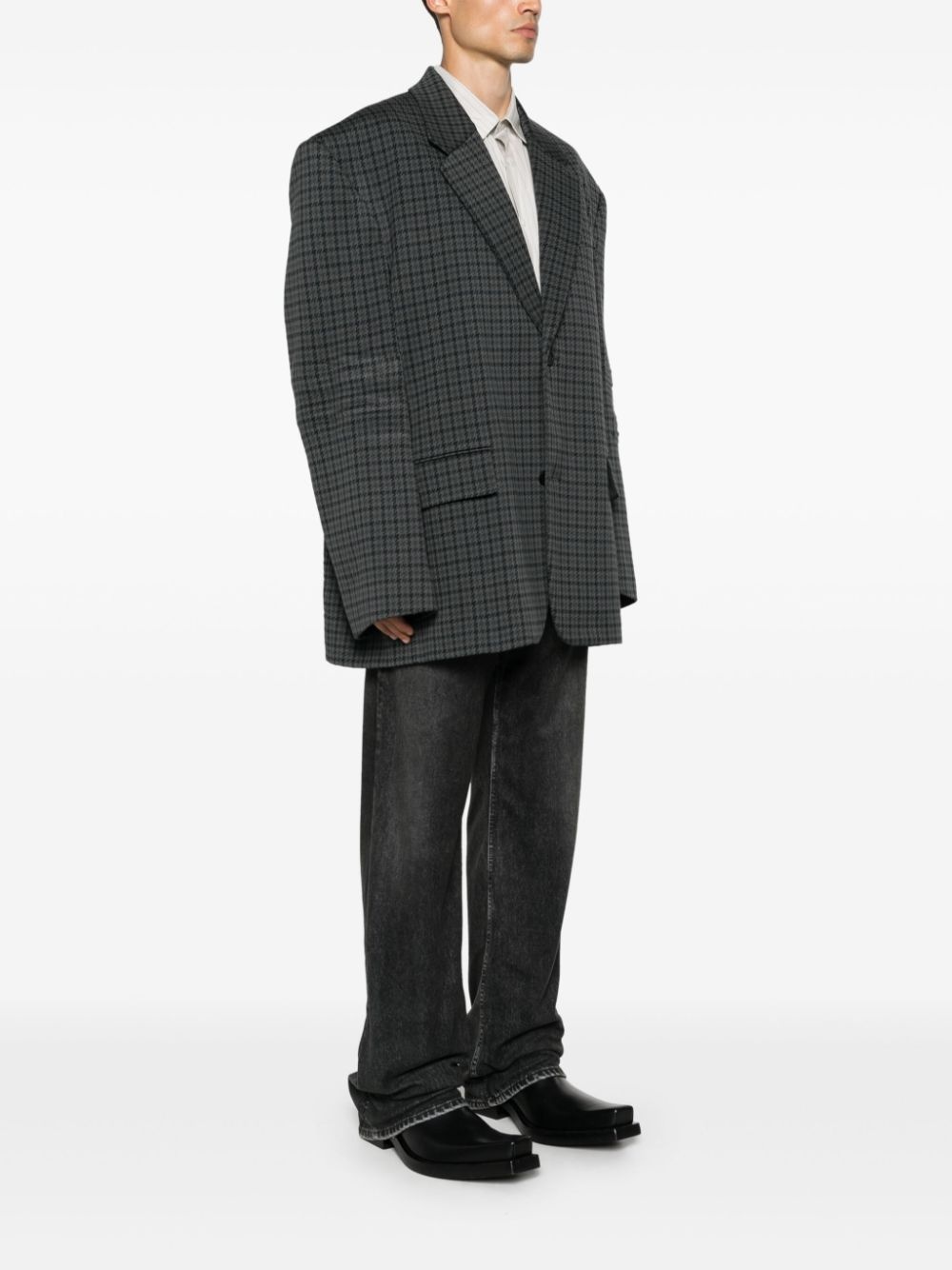 houndstooth single-breasted blazer - 4