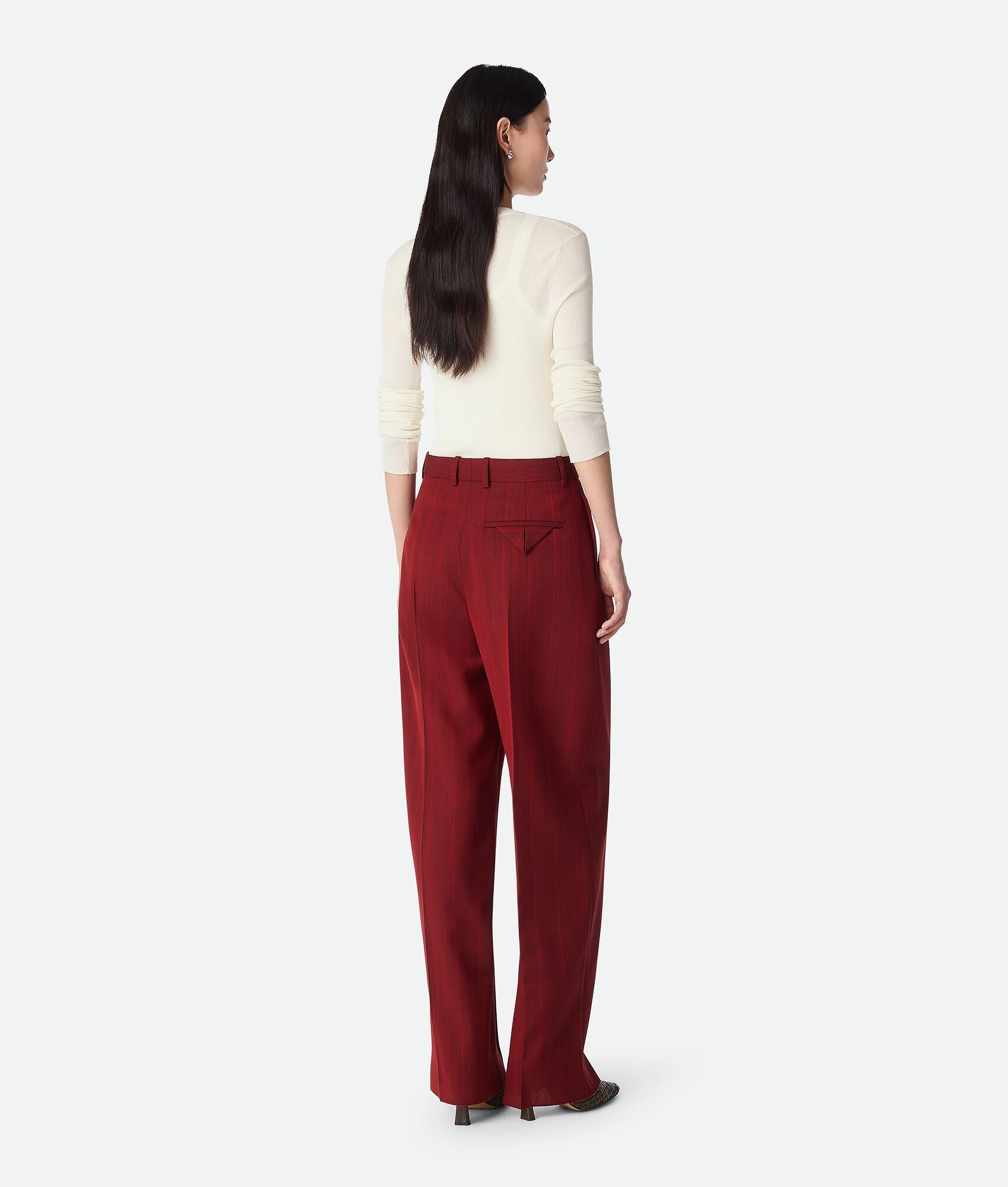 Wool Subtle Stripe Wide Trousers - 3