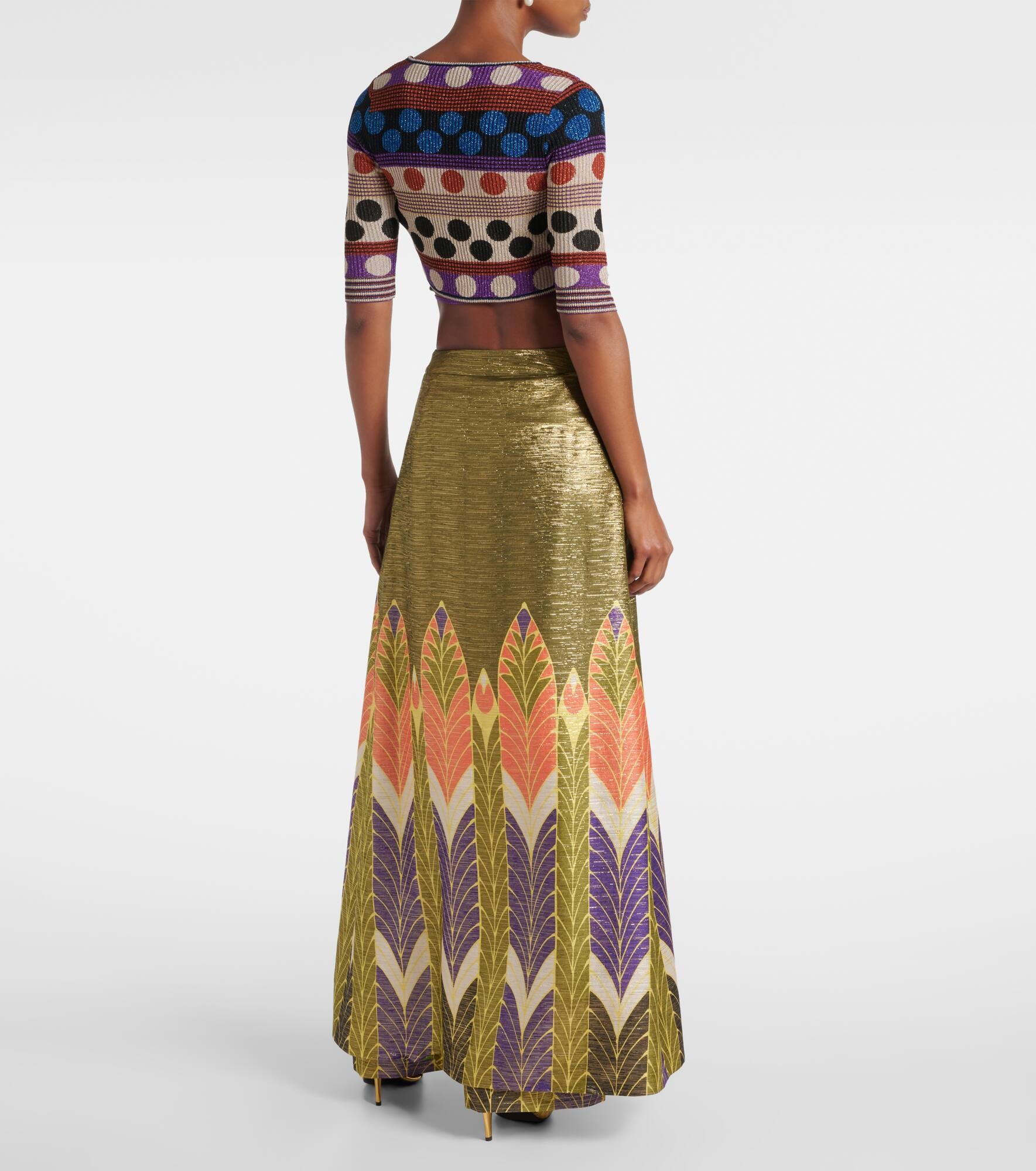 Printed silk-blend wide-leg pants - 3