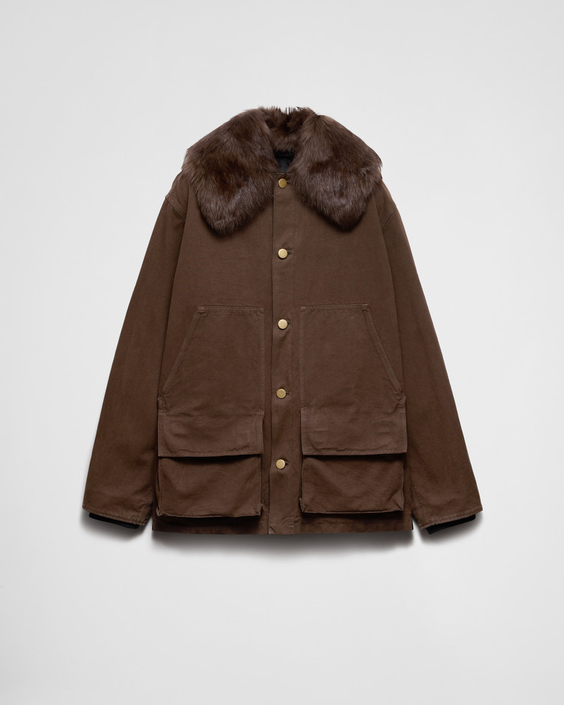 Cotton jacket with shearling collar 1