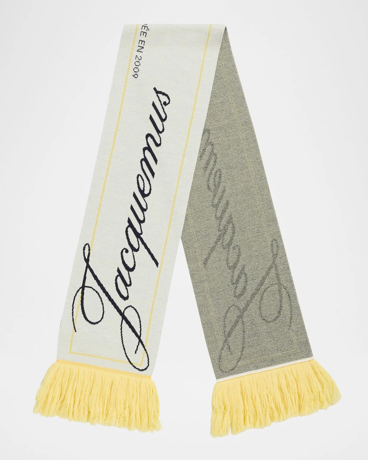 Jacquard Logo Fringed Wool Scarf - 1