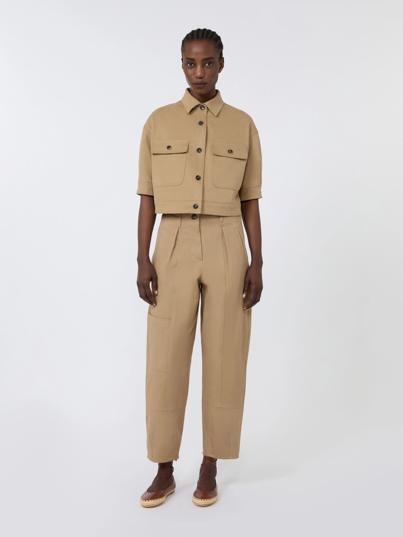 Max Mara OTTANO Stretch cotton cropped jacket - SAND outlook