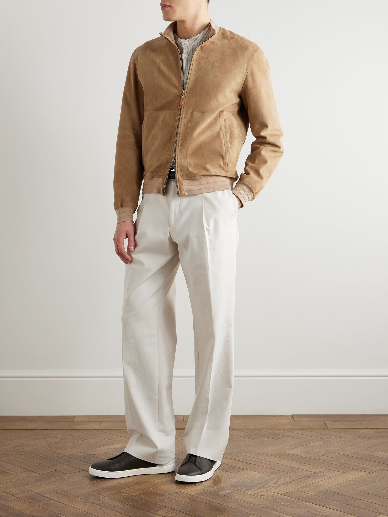 Suede Bomber Jacket Beige - 2